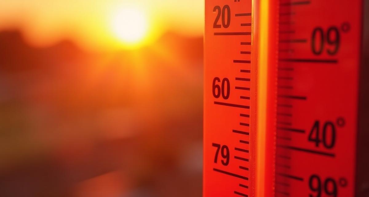 Thermometer showing both Celsius and Fahrenheit scales in a warm climate setting