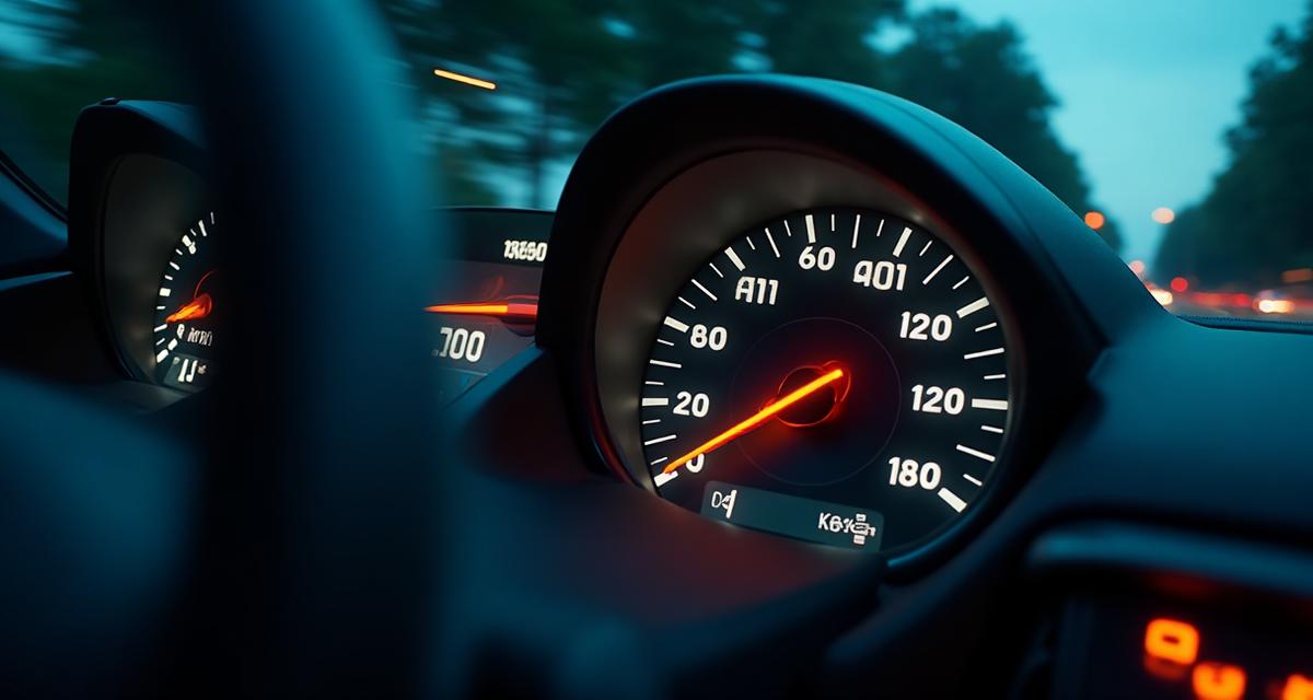 Speedometer showing speed units m/s and km/h for conversion reference