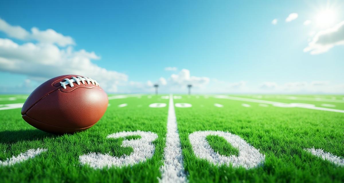 American football field with yard line markings for length measurement