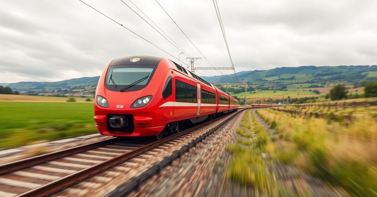 Modern electric train arriving at European station platform