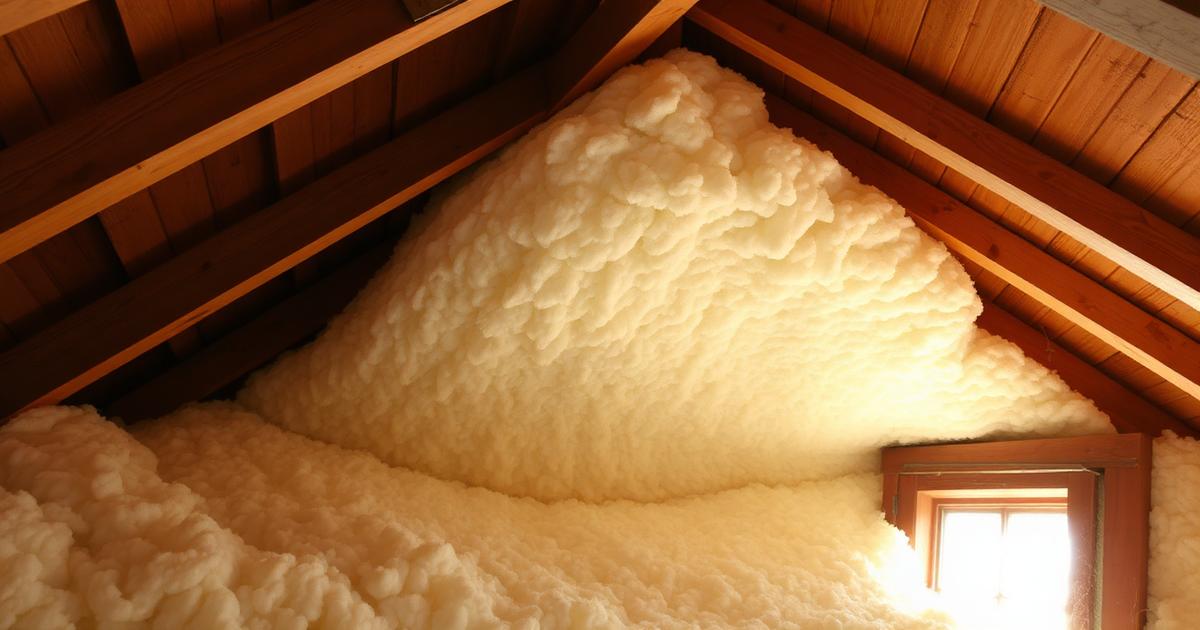 Thick loft insulation between wooden roof joists